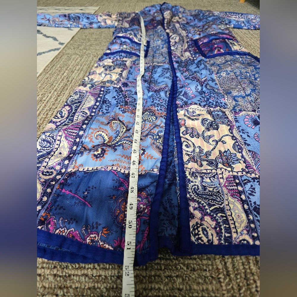 Free People Intimately In Your Dream Robe Size XS Paisley Blue EUC - Picture 9 of 10